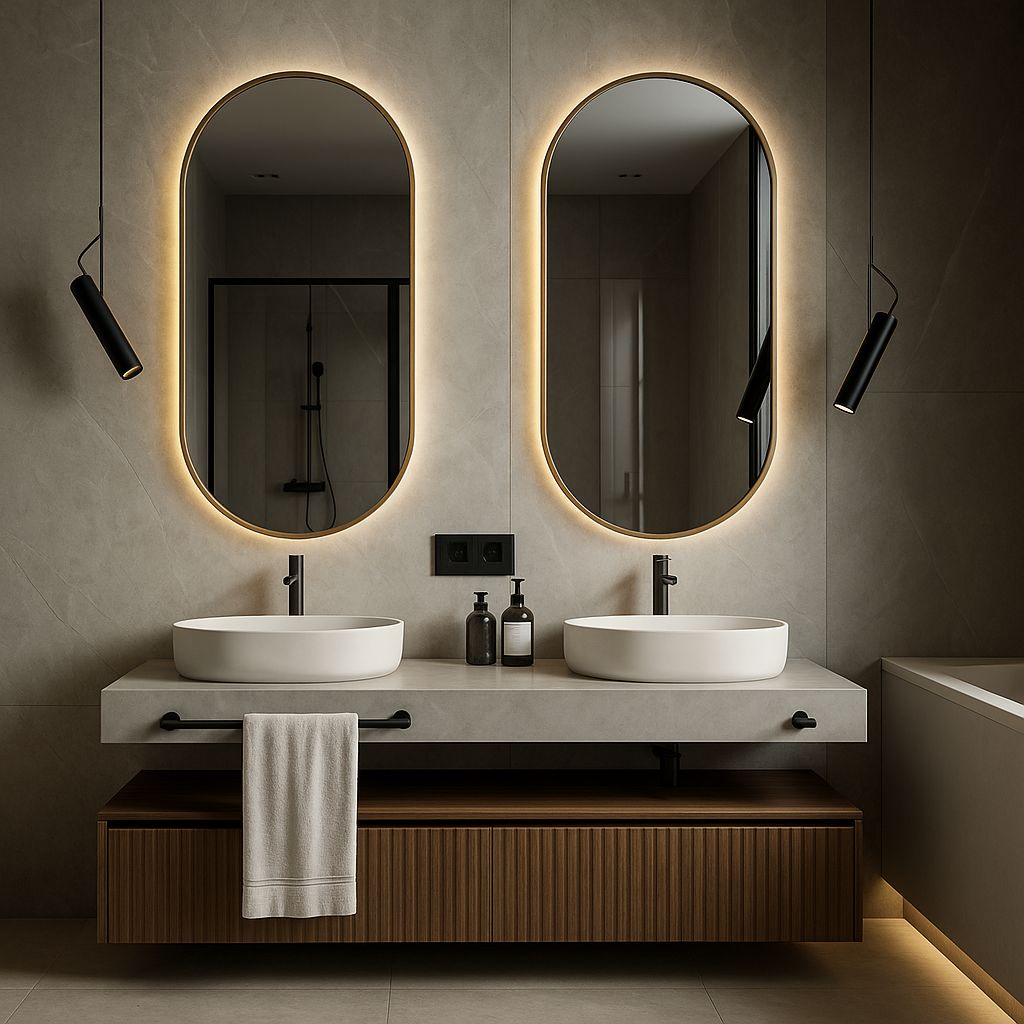 Ovaler LED-Spiegel im SLIM-Rahmen