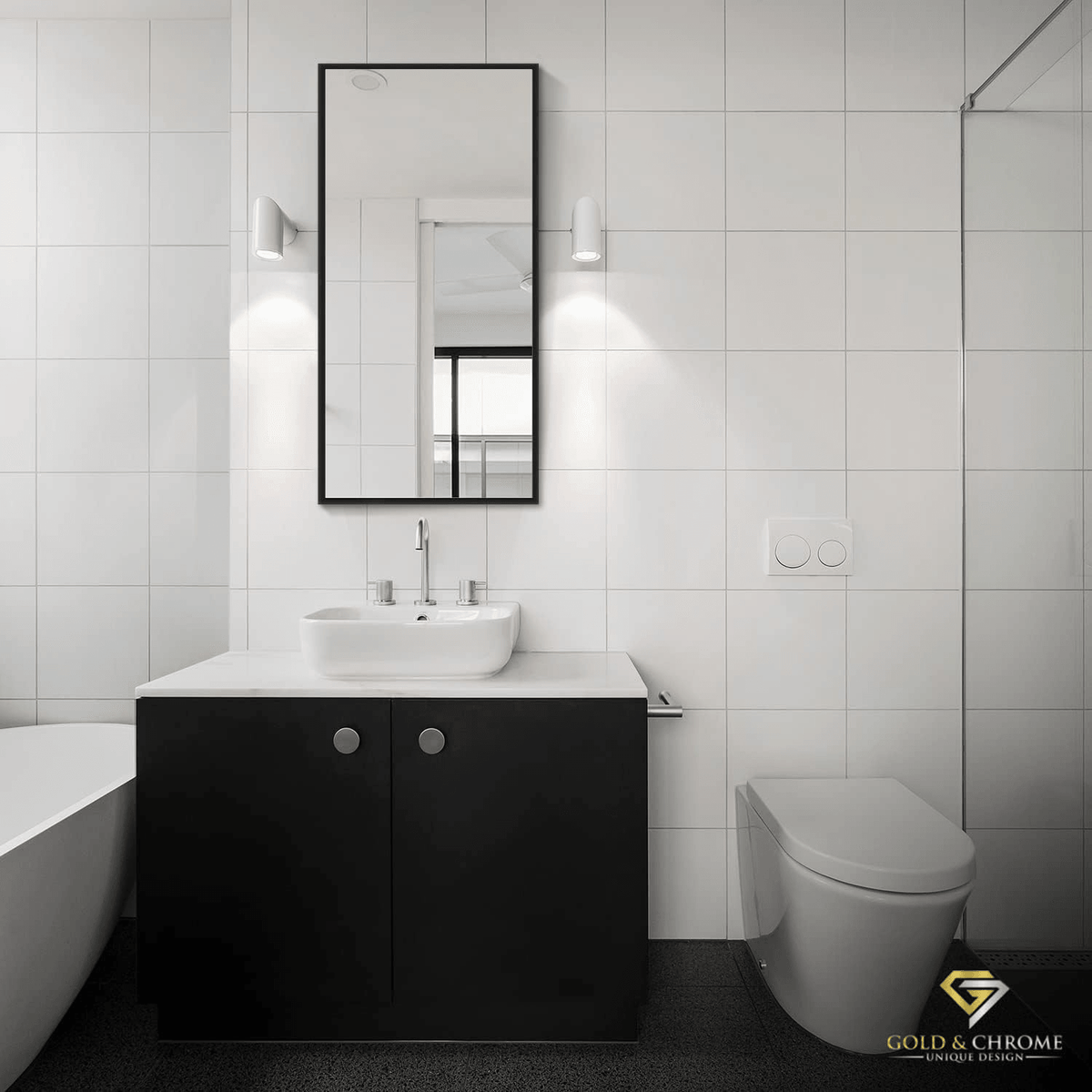 Rechteckige Spiegel mit LOFT-Rahmen – Minimalismus in eleganter Form – AD-INNOVATION