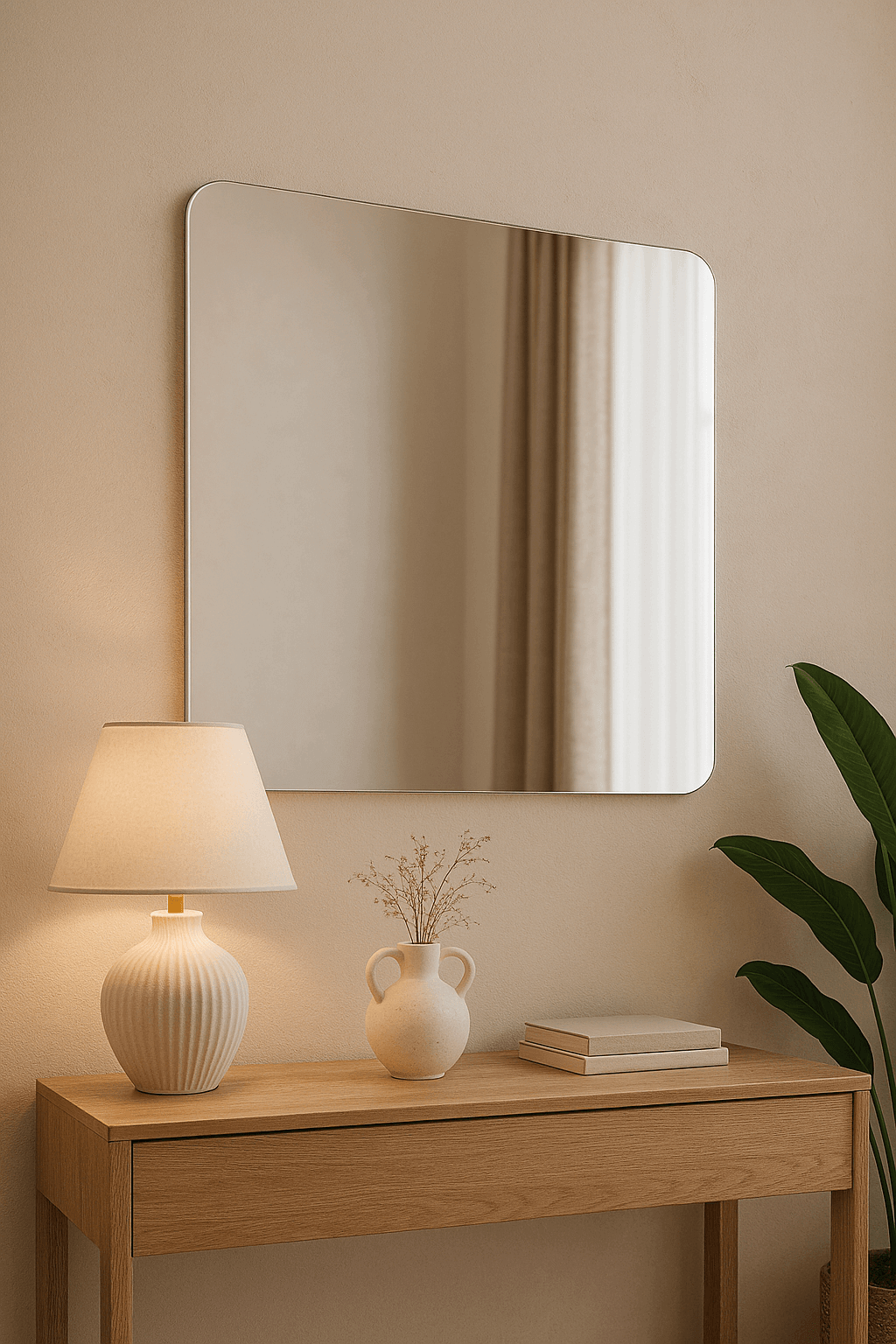 Quadratischer Wandspiegel CLASSIC mit abgerundeten Ecken – AD-INNOVATION