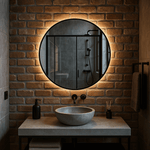 Runder Spiegel mit Rahmen und LED-Beleuchtung, SLIM – AD-INNOVATION