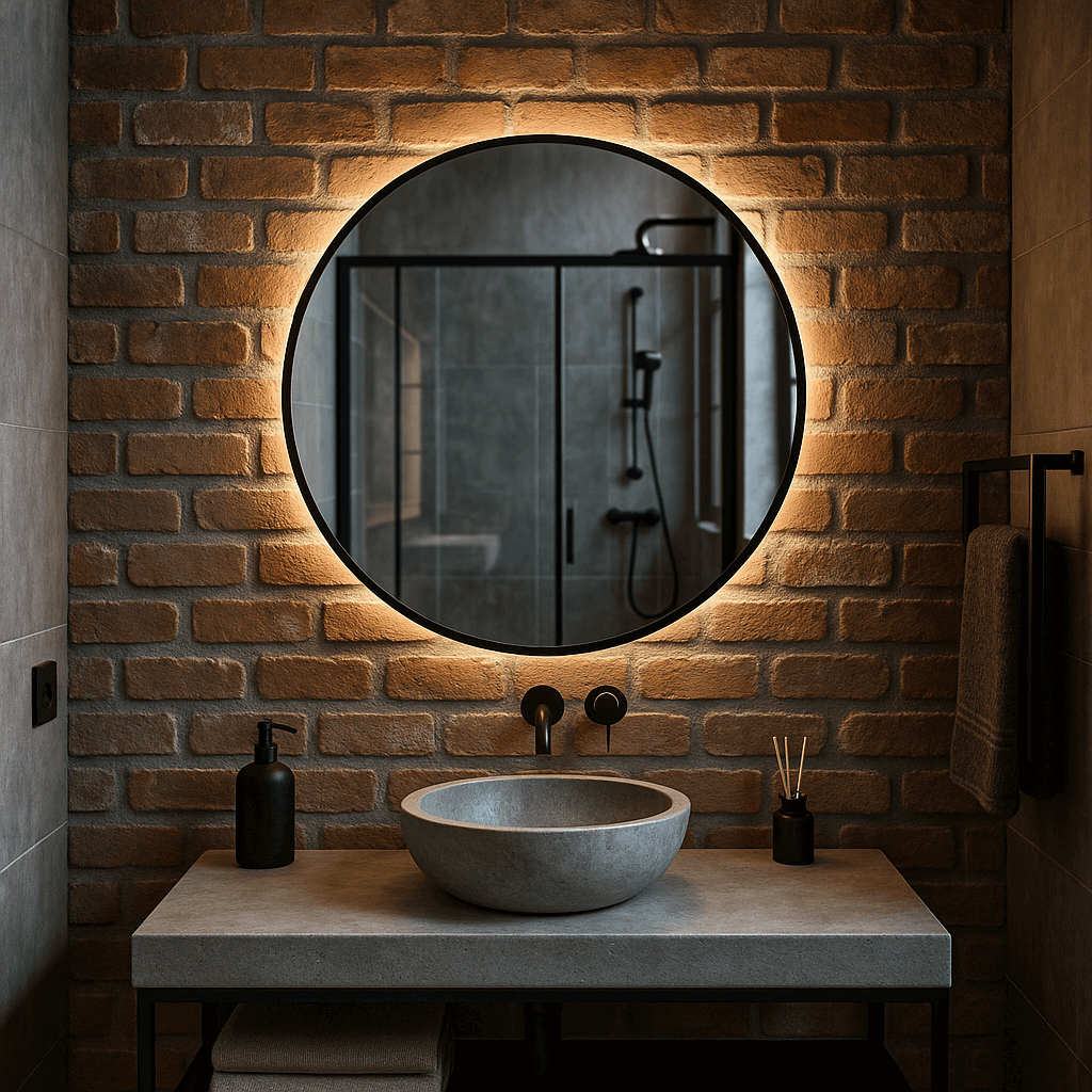 Runder Spiegel mit Rahmen und LED-Beleuchtung, SLIM – AD-INNOVATION