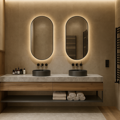 Ovaler LED-Spiegel im SLIM-Rahmen