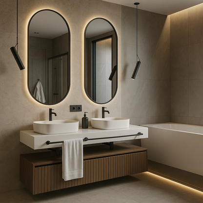 Ovaler LED-Spiegel im SLIM-Rahmen