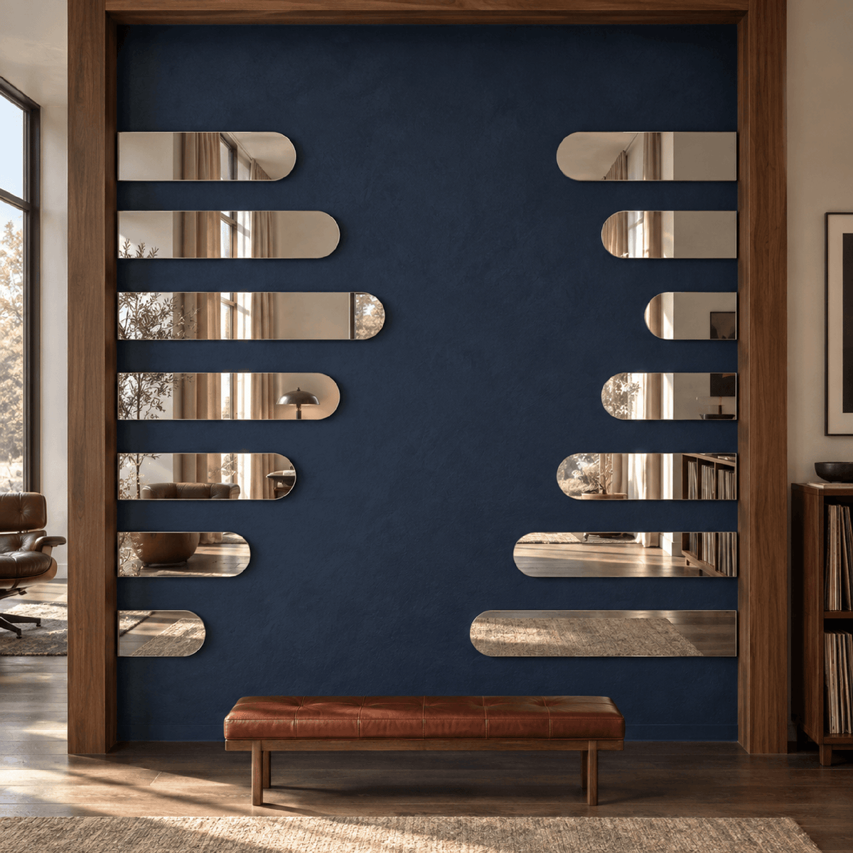 Halbovaler Spiegel 50 × 20 cm, mit Aufhängern und Dübeln – Produktbild 5
