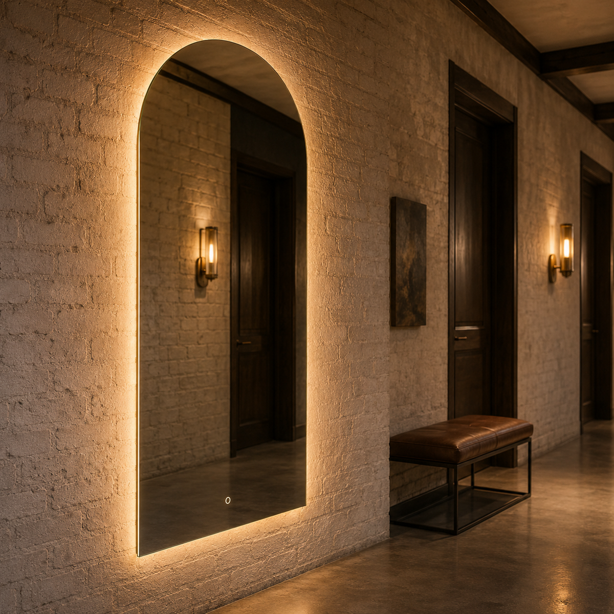 Halbovaler LED-Spiegel 30 × 40 cm, Touch-Schalter – Produktbild 1