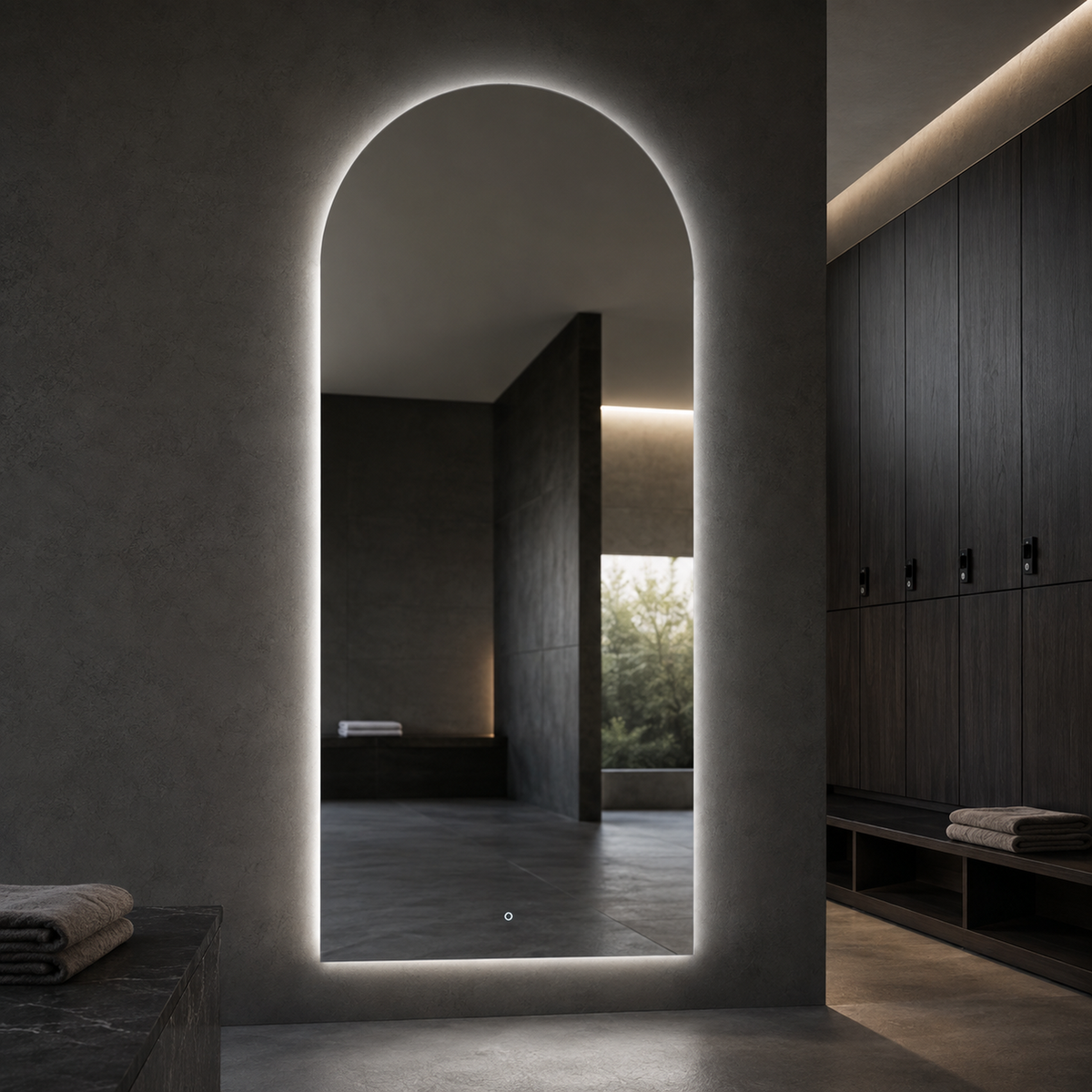 Halbovaler LED-Spiegel 70 × 220 cm, Touch-Schalter – Produktbild 5