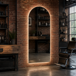 Halbovaler LED-Spiegel 20 × 110 cm, Wandschalter – Produktbild 1