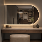 Halbovaler LED-Spiegel 230 × 60 cm, Wandschalter – Produktbild 5