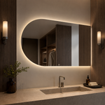 Halbovaler LED-Spiegel 50 × 40 cm, Wandschalter – Produktbild 1