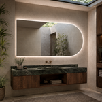Halbovaler LED-Spiegel 50 × 40 cm, Wandschalter – Produktbild 4