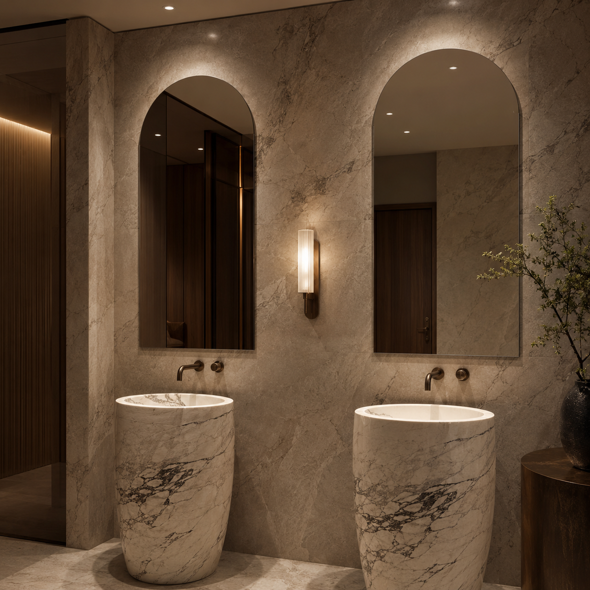 Bogenspiegel 100 × 160 cm, rahmenlos, mit Spiegelkleber – Ansicht 1
