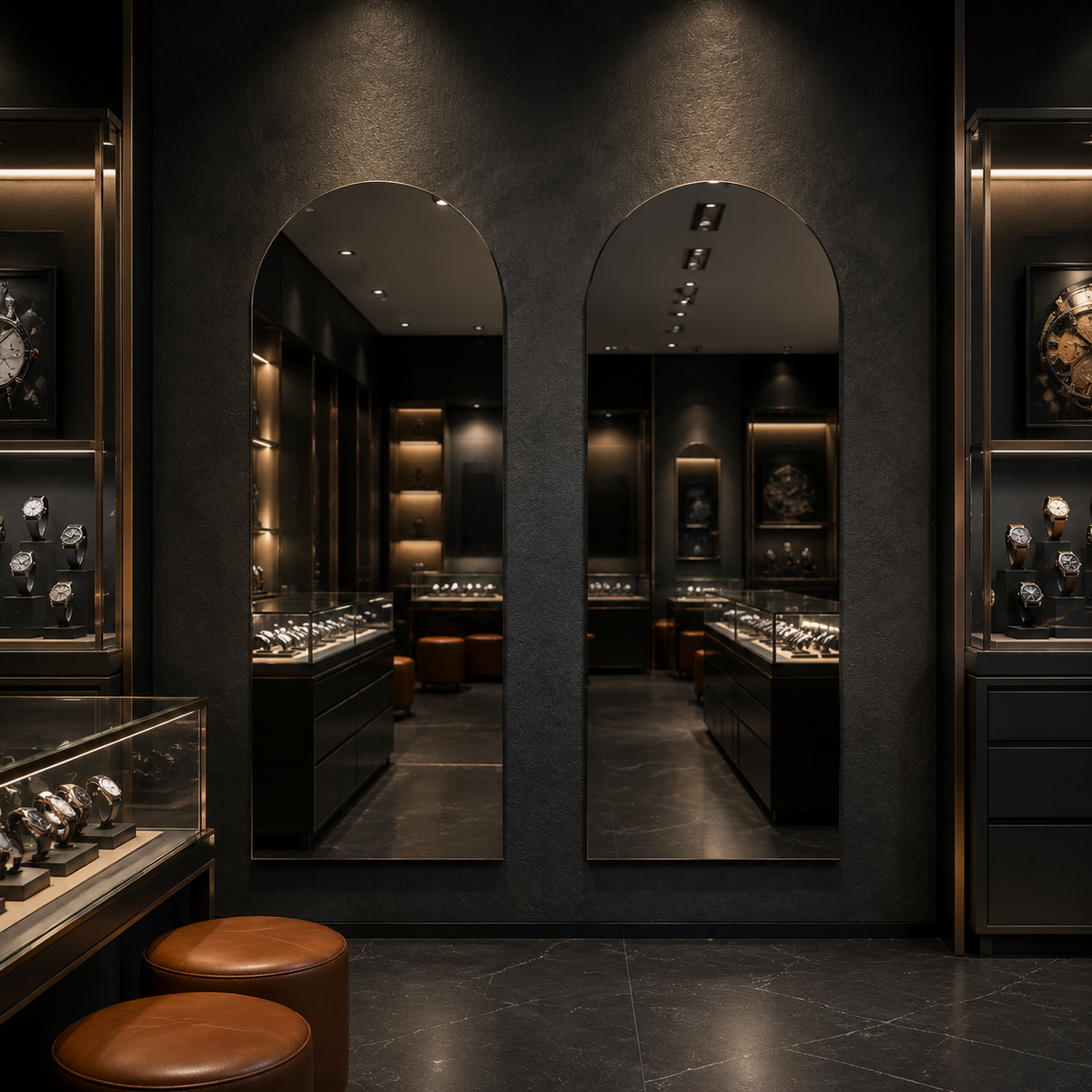 Bogenspiegel 30 × 160 cm, rahmenlos, mit Spiegelaufhängungen und Dübeln – Ansicht 5