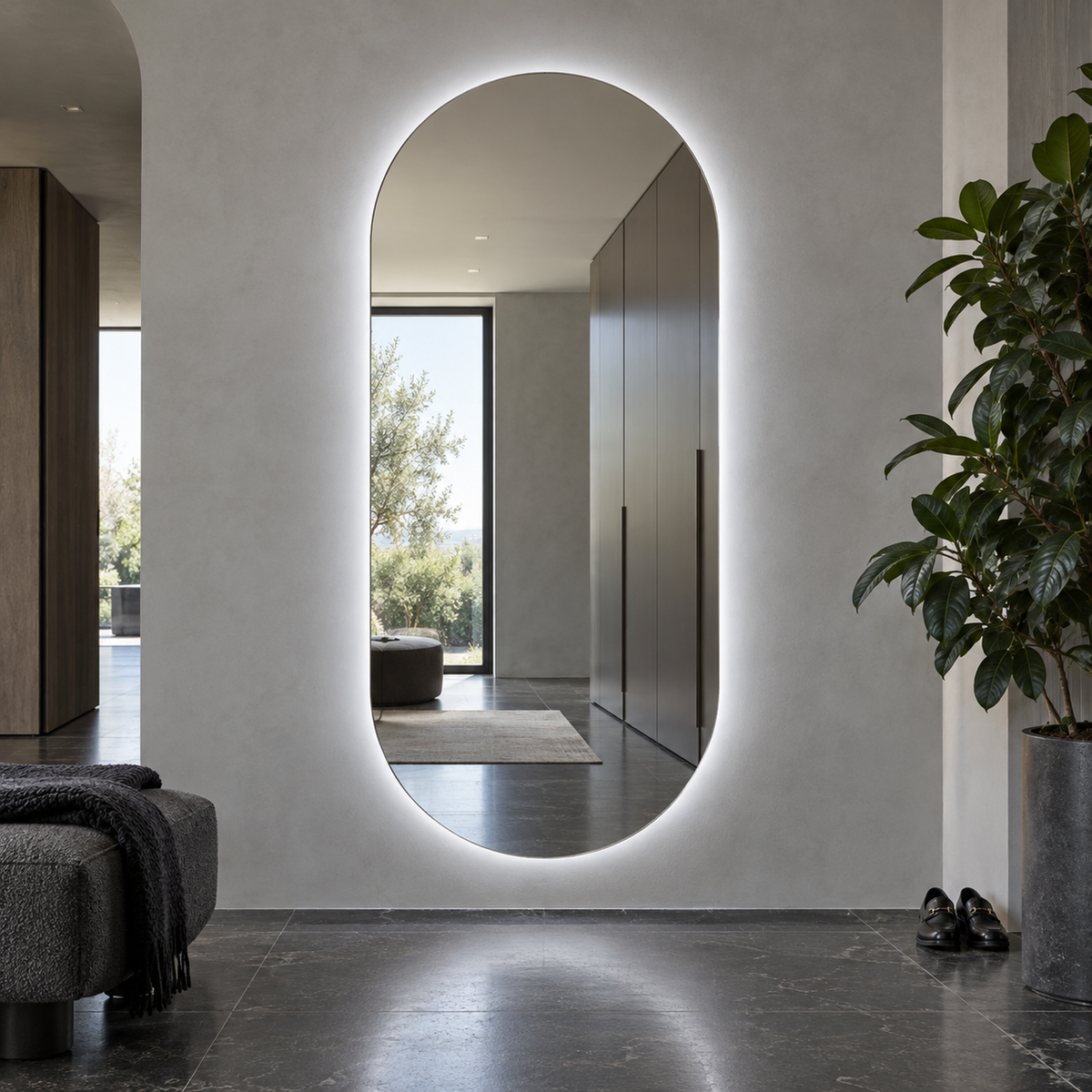 Ovaler LED-Spiegel 140 × 210 cm, Touch-Schalter – Produktbild 2