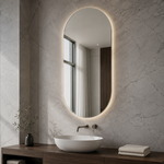 Ovaler LED-Wandspiegel 30 × 40 cm, rahmenlos, Touch-Schalter – Produktbild 2