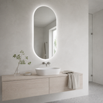 Ovaler LED-Wandspiegel 40 × 50 cm, rahmenlos, Touch-Schalter – Produktbild 5
