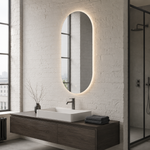 Ovaler LED-Wandspiegel 30 × 130 cm, rahmenlos, Wandschalter – Produktbild 1