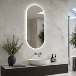 Ovaler LED-Wandspiegel 30 × 40 cm, rahmenlos, Wandschalter – Produktbild 3