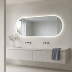 Ovaler LED-Wandspiegel 120 × 20 cm, rahmenlos, Touch-Schalter – Produktbild 5