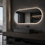 Ovaler LED-Wandspiegel 40 × 20 cm, rahmenlos, Touch-Schalter – Produktbild 2