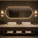 Ovaler LED-Wandspiegel 40 × 20 cm, rahmenlos, Touch-Schalter – Produktbild 4