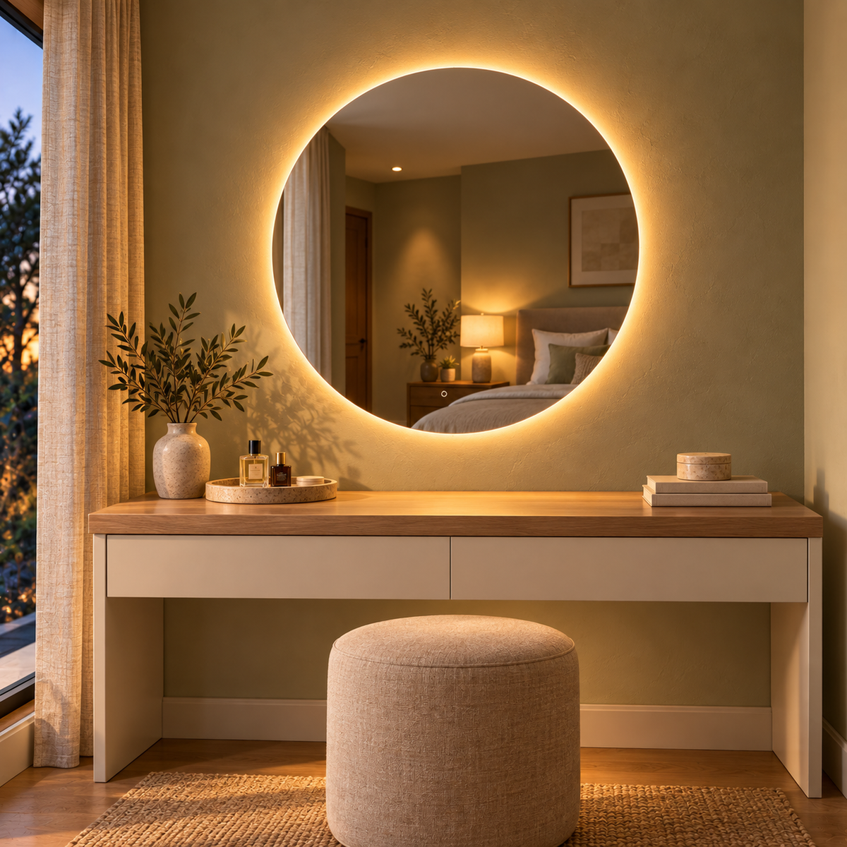Runder LED-Spiegel Ø80 cm, rahmenlos, Touch-Schalter – Produktbild 4