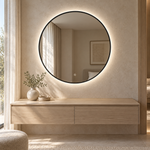 Runder LED-Spiegel Ø80 cm, goldfarbener Slim-Rahmen, Touch-Schalter – Produktbild 3