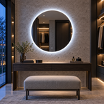 Runder LED-Spiegel Ø140 cm, rahmenlos, Wandschalter – Produktbild 1