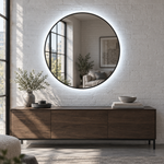 Runder LED-Spiegel Ø70 cm, weißer Slim-Rahmen, Wandschalter – Produktbild 1