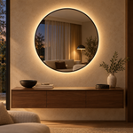 Runder LED-Spiegel Ø100 cm, goldfarbener Slim-Rahmen, Touch-Schalter – Produktbild 3