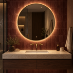 Runder LED-Spiegel Ø100 cm, goldfarbener Slim-Rahmen, Touch-Schalter – Produktbild 4