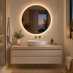 Runder LED-Spiegel Ø120 cm, schwarzer Slim-Rahmen, Touch-Schalter – Produktbild 5