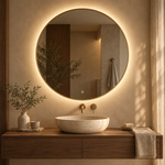 Runder LED-Spiegel Ø160 cm, weißer Slim-Rahmen, Touch-Schalter – Produktbild 2