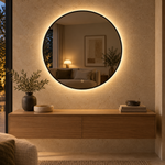 Runder LED-Spiegel Ø160 cm, weißer Slim-Rahmen, Touch-Schalter – Produktbild 4