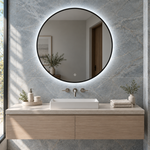 Runder LED-Spiegel Ø160 cm, goldfarbener Slim-Rahmen, Touch-Schalter – Produktbild 1