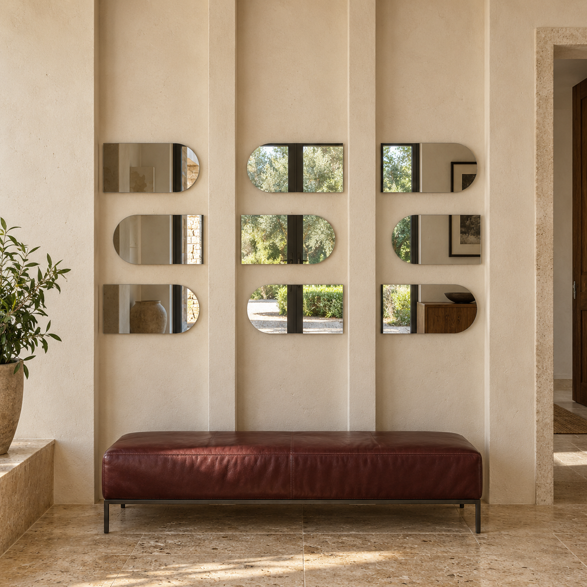 Halbovaler Spiegel 100 × 20 cm, mit Spiegelkleber – Produktbild 3