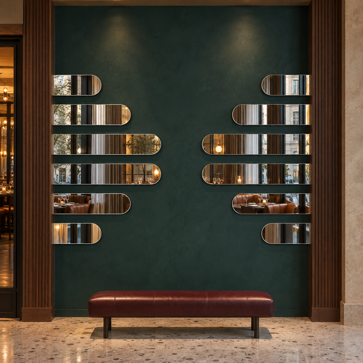 Halbovaler Spiegel 100 × 20 cm, mit Spiegelkleber – Produktbild 4