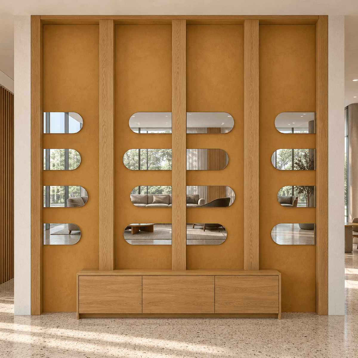 Halbovaler Spiegel 100 × 20 cm, mit Spiegelkleber – Produktbild 5