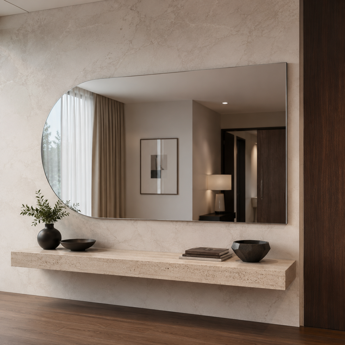 Halbovaler Spiegel 170 × 120 cm, mit Aufhängern und Dübeln – Produktbild 4
