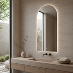 Halbovaler LED-Spiegel 20 × 40 cm, Wandschalter – Produktbild 3