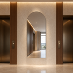 Bogenspiegel 20 × 260 cm, rahmenlos, mit Spiegelaufhängungen und Dübeln – Ansicht 1