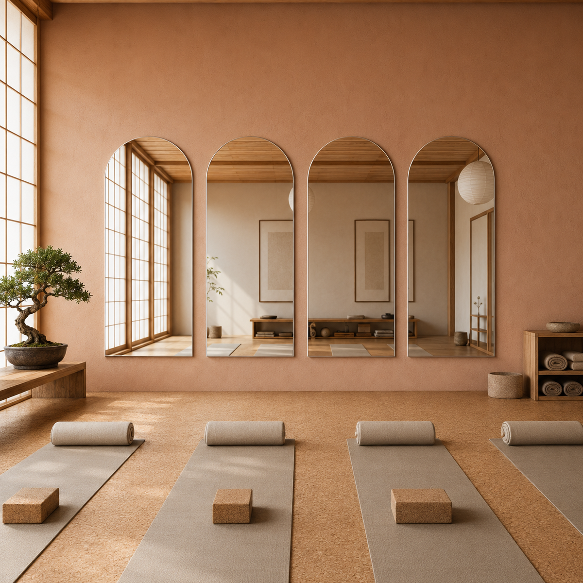Bogenspiegel 40 × 180 cm, rahmenlos, mit Spiegelaufhängungen und Dübeln – Ansicht 3
