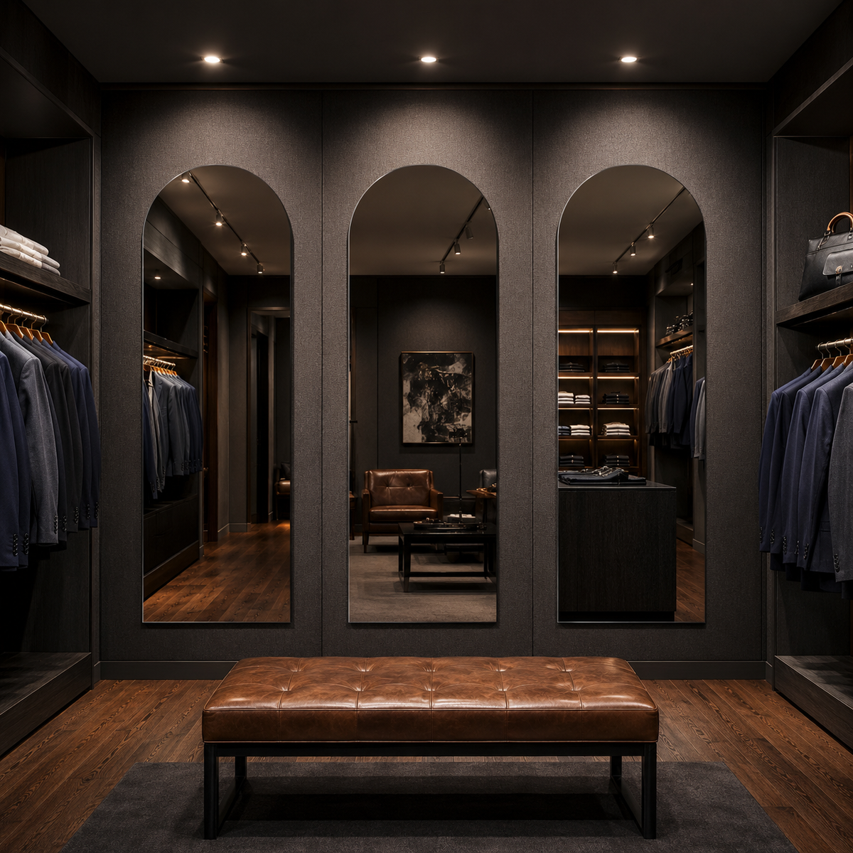 Bogenspiegel 80 × 170 cm, rahmenlos, mit Spiegelaufhängungen und Dübeln – Ansicht 5