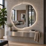 Unregelmäßiger LED-Spiegel FIBONA 100 × 100 cm, rahmenlos, Touchschalter – Produktbild 1