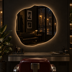 Unregelmäßiger LED-Spiegel FIBONA 110 × 110 cm, rahmenlos, Wandschalter – Produktbild 3