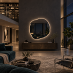 Unregelmäßiger LED-Spiegel FIBONA 150 × 150 cm, rahmenlos, Wandschalter – Produktbild 5