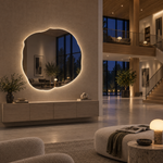 Unregelmäßiger LED-Spiegel FIBONA 160 × 160 cm, rahmenlos, Wandschalter – Produktbild 4