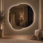 Unregelmäßiger LED-Spiegel FIBONA 80 × 80 cm, rahmenlos, Wandschalter – Produktbild 4
