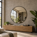 Runder Spiegel Ø 50 cm mit schwarzem Slim-Rahmen, mit Aufhängern und Dübeln – Produktbild 4