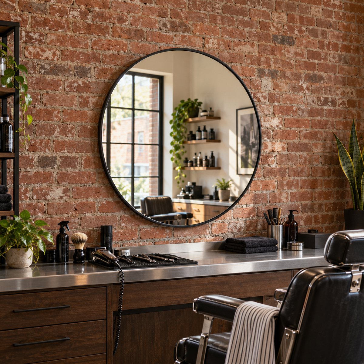Runder Spiegel Ø 80 cm mit goldenem Slim-Rahmen, mit Aufhängern und Dübeln – Produktbild 3