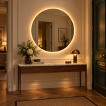 Runder LED-Spiegel Ø80 cm, rahmenlos, Wandschalter – Produktbild 2